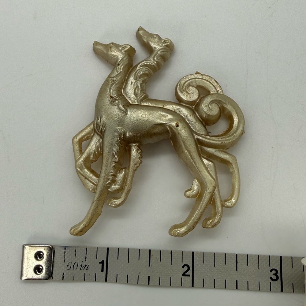 Antique 1930s Art Deco Flapper Era Celluloid Borzoi Greyhound Brooch Pin Gift - Picture 2 of 4